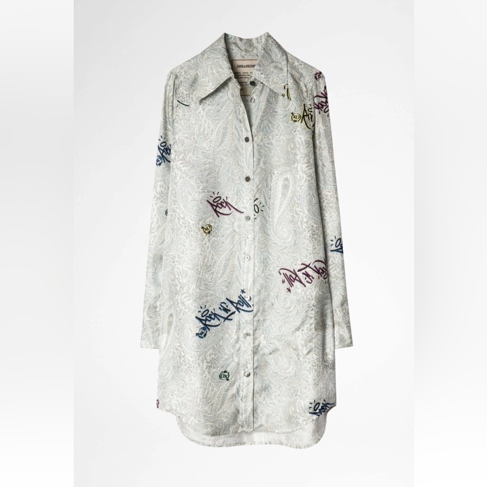 Zadig & Voltaire Rais Paisley Jormi Dress Tunic Shirt Top Small - Picture 6 of 9